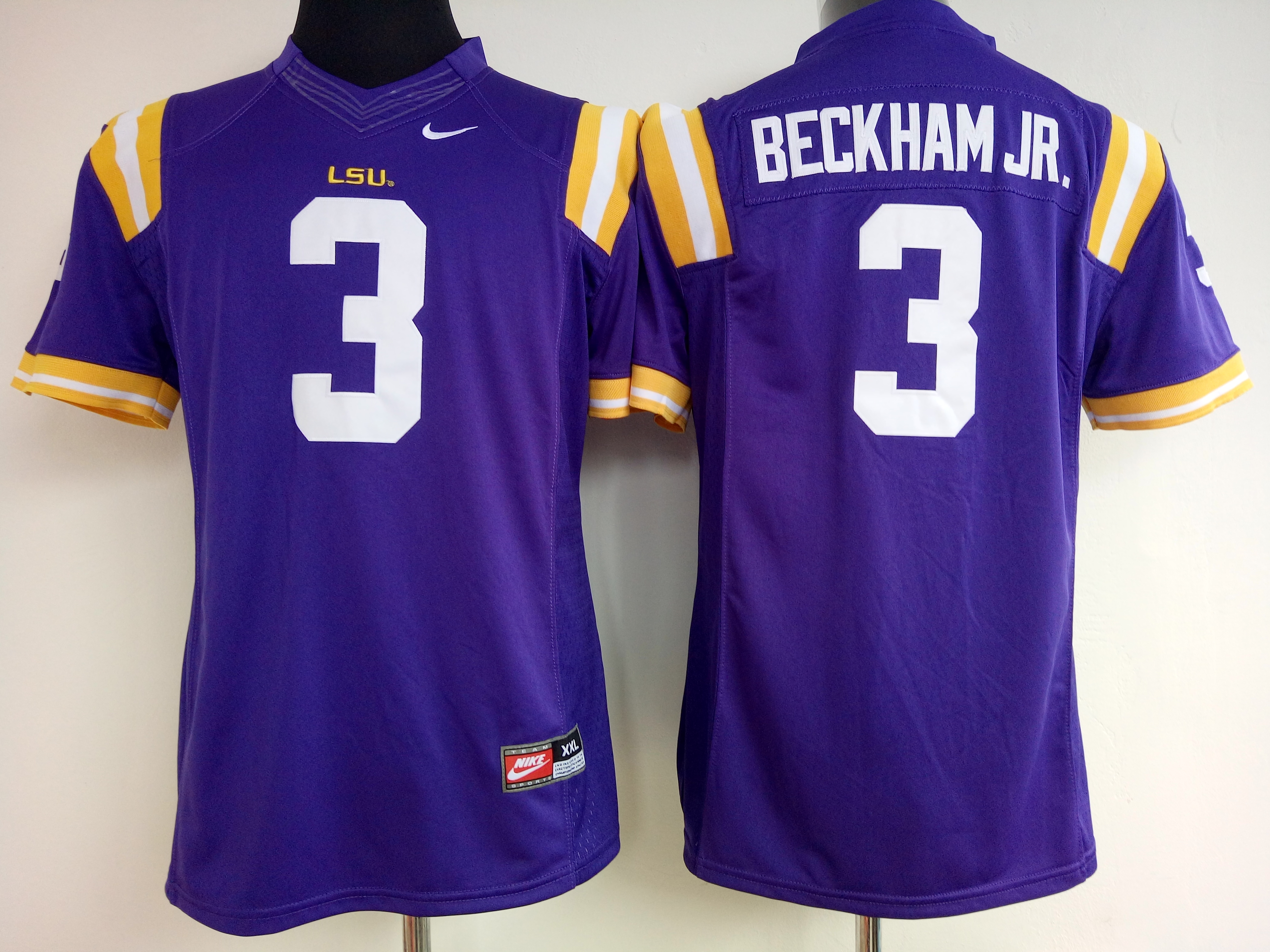 NCAA Womens LSU Tigers Purple 3 Beckham Jr jerseys